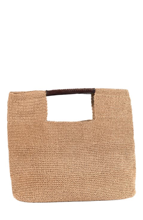 Carlotta Hand Woven Shoulder Bag with Leather Straps