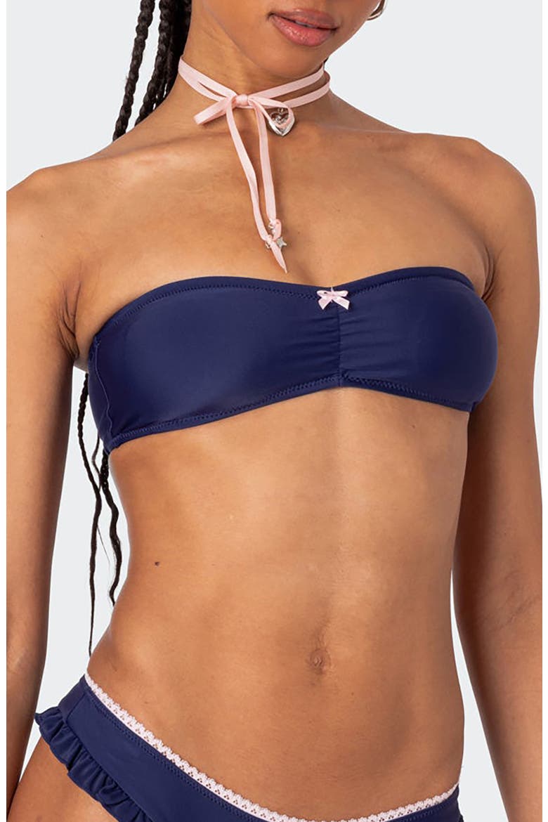Maggie Bandeau Bikini Top, Main, color, NAVY