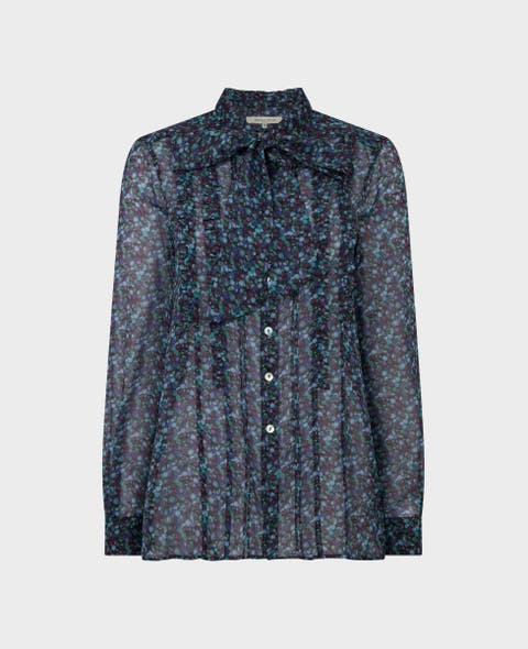 Silk Frill Tie Neck Blouse
