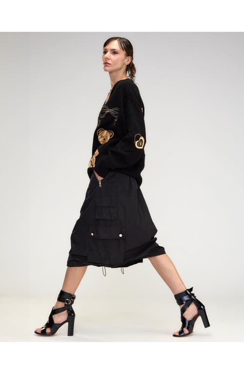 Cynthia Rowley Playful Patchwork Cardigan In Black_gold
