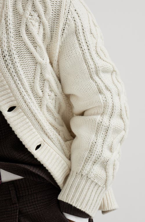 Brunello Cucinelli Cashmere Cardigan With Cable Knit Design In Brown