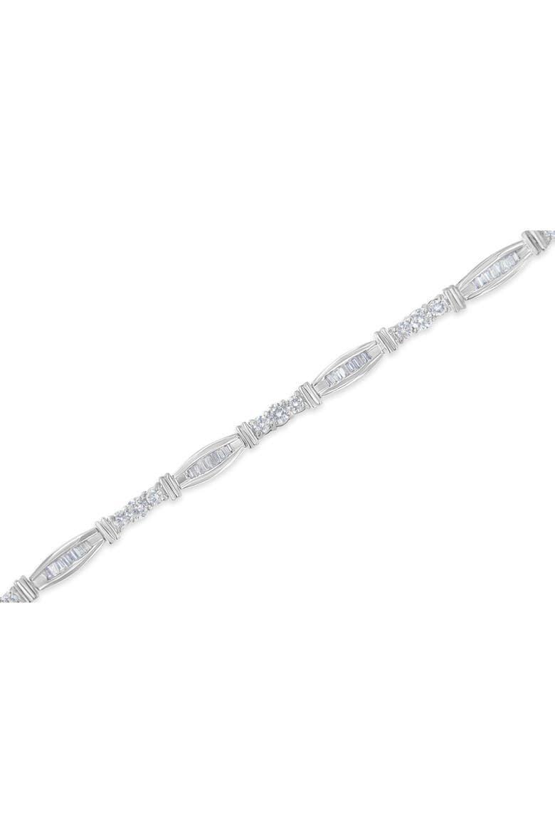 10K White Gold Geometric Pattern Diamond Tennis Bracelet, Alternate, color, White