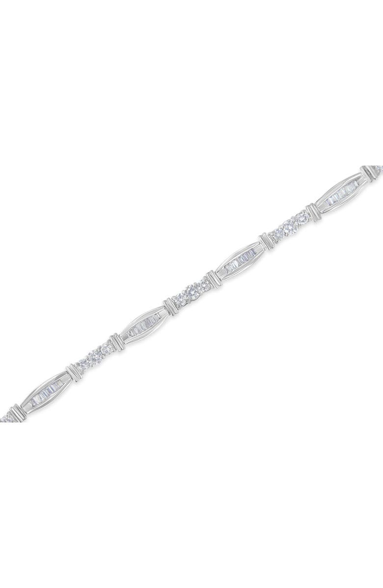 Haus of Brilliance 10K White Gold Geometric Pattern Diamond Tennis Bracelet, Alternate, color, White