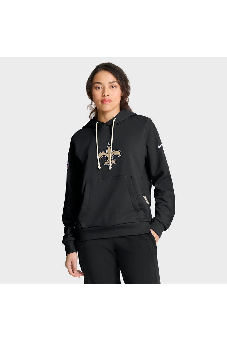 Women's Nike Black New Orleans Saints Sideline Standard Issue Initial Home Dri-FIT Hoodie, Main, color, Black