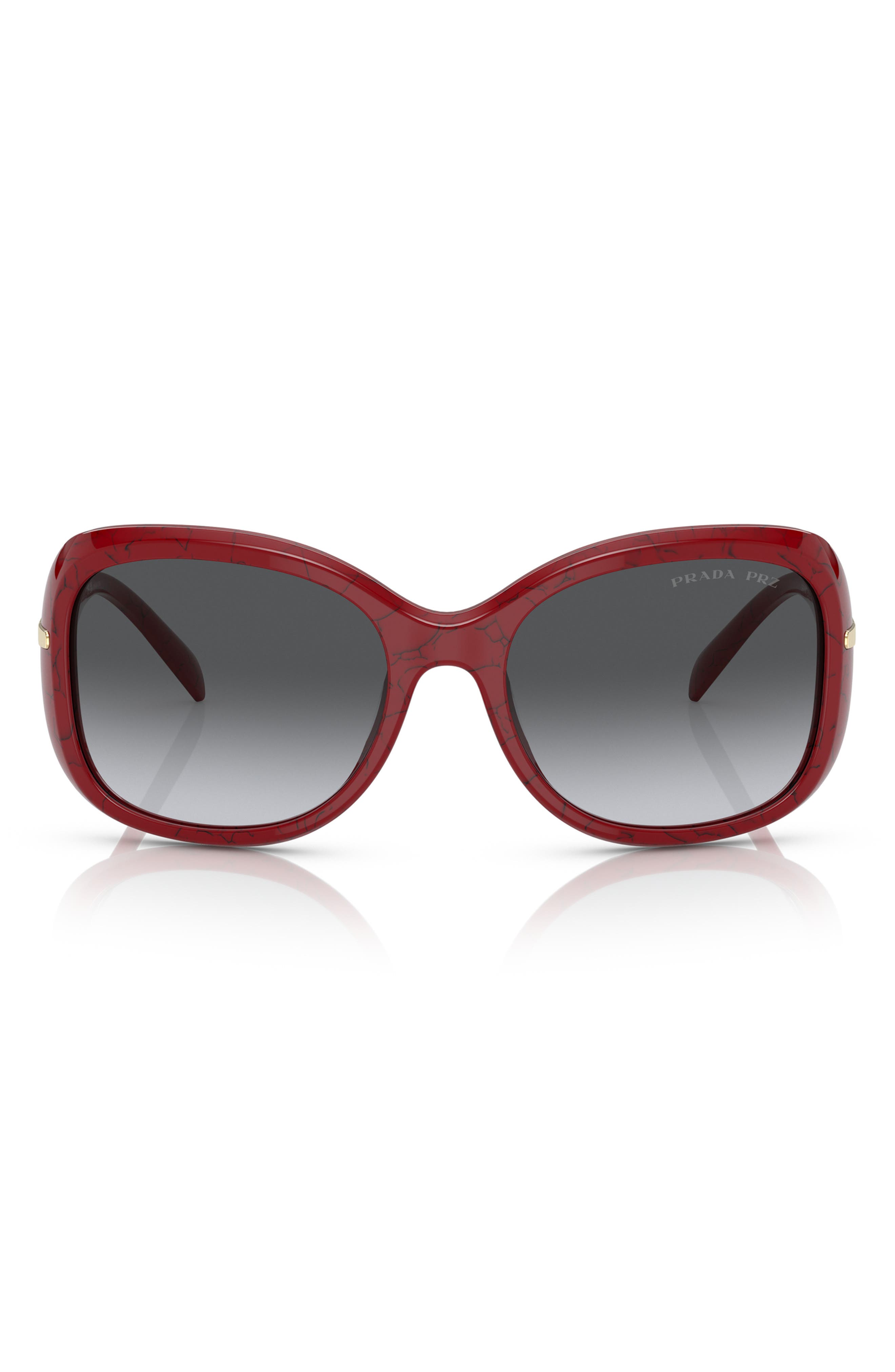 Prada 57mm Oversize Polarized Round Sunglasses