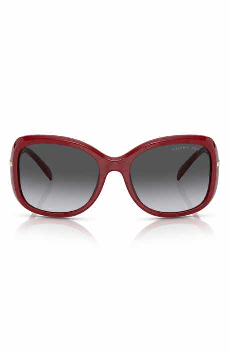 Prada 57mm Oversize Polarized Round Sunglasses