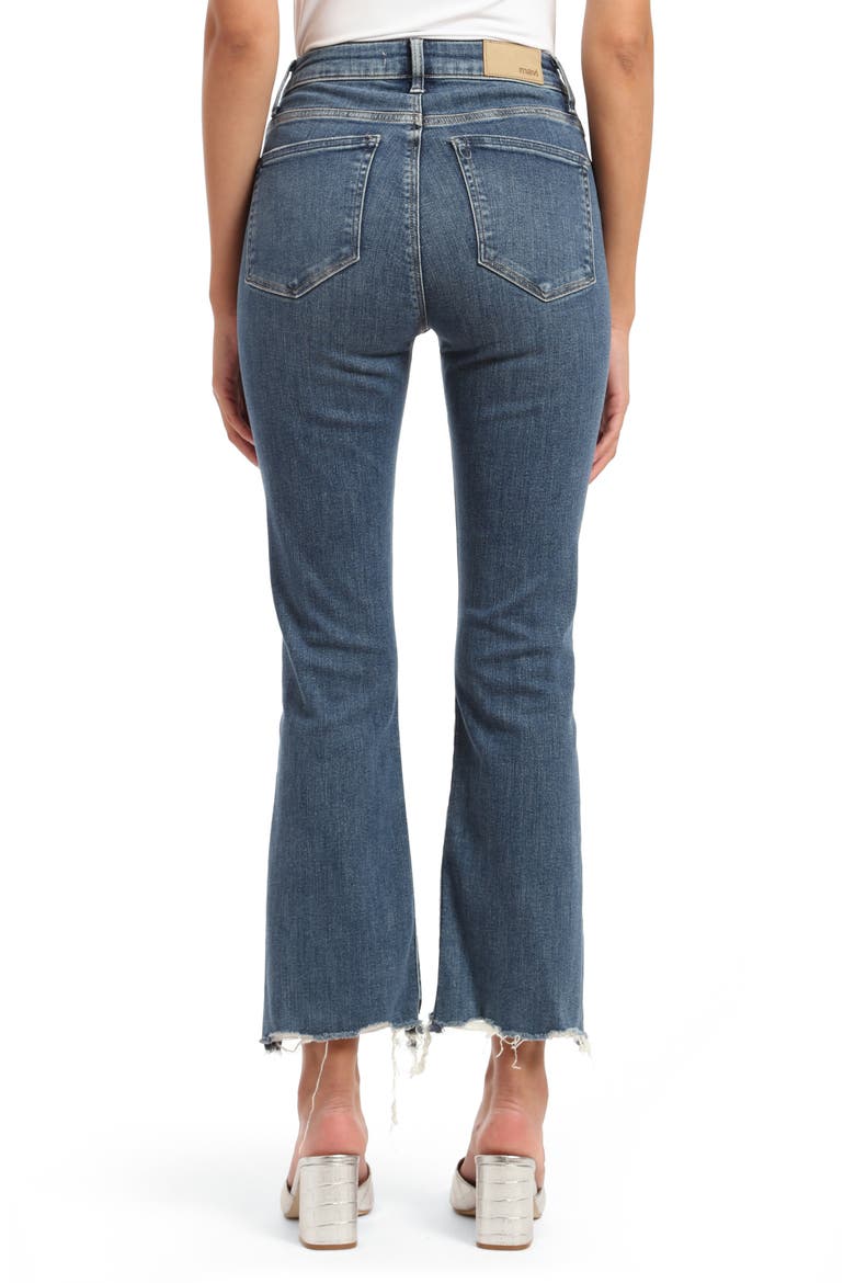 Anika High Waist Fray Hem Crop Flare Jeans, Alternate, color, MID FLEX BLUE