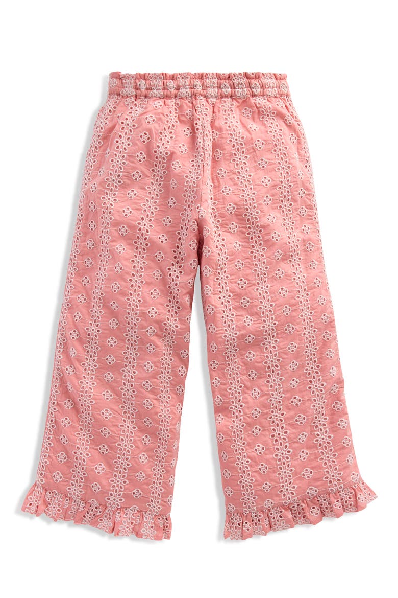 Kids' Floral Embroidered Frill Hem Pants, Alternate, color, PINK BRODERIE