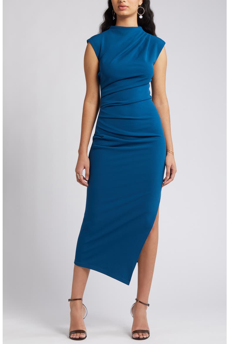 Dida Funnel Neck Cocktail Dress, Alternate, color, BLUE