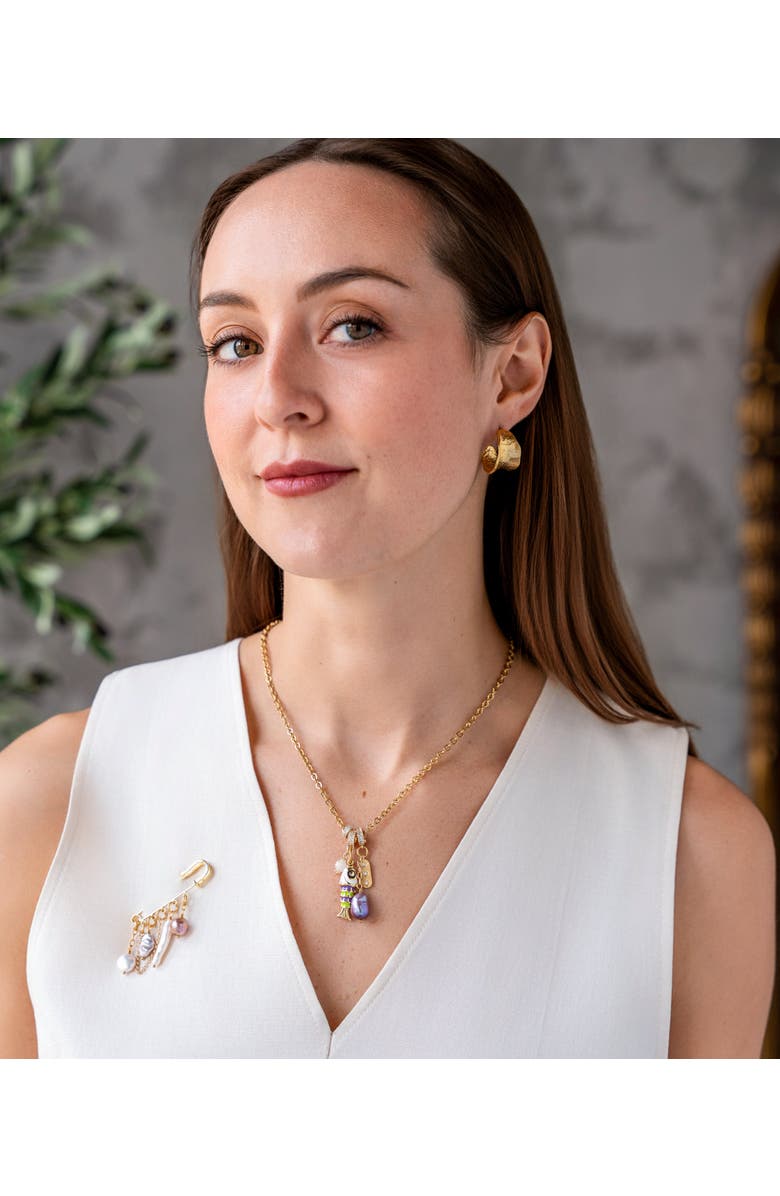 Loni Paul Jewelry Fish and Pearl Charm Necklace, Alternate, color,