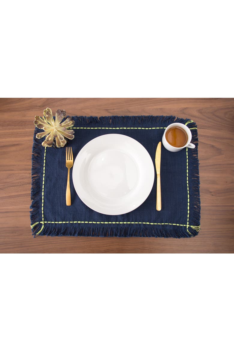 Cheryl Set of 4 Placemats 100% Cotton 13" x 19", Alternate, color, Blue