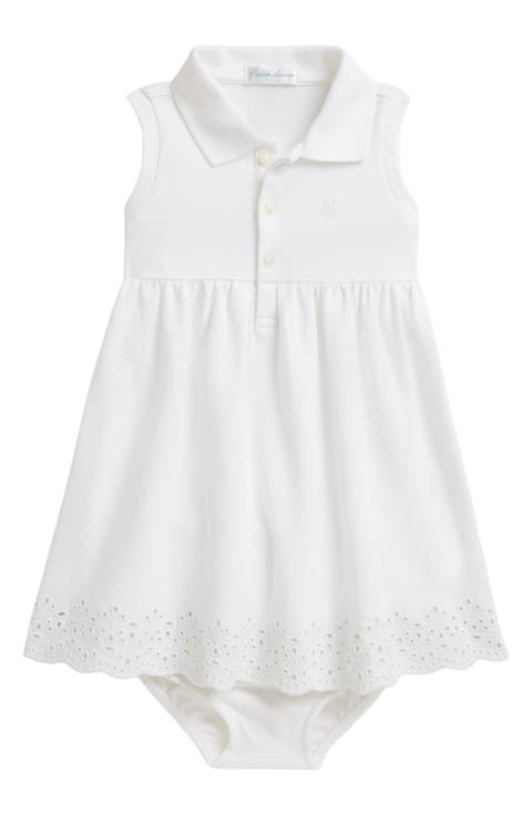 Stretch Mesh Sleeveless Polo Dress & Bloomers Set (Baby)