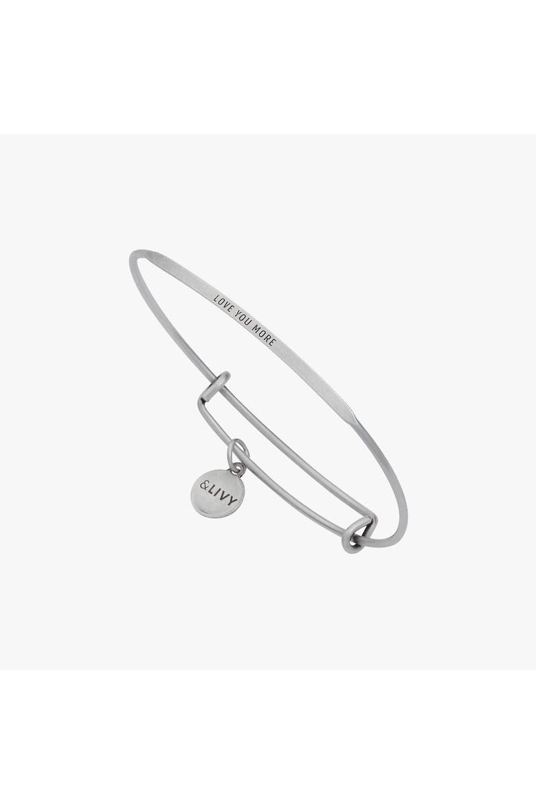 Posy Bangle Bracelet Love You More, Main, color, Silver