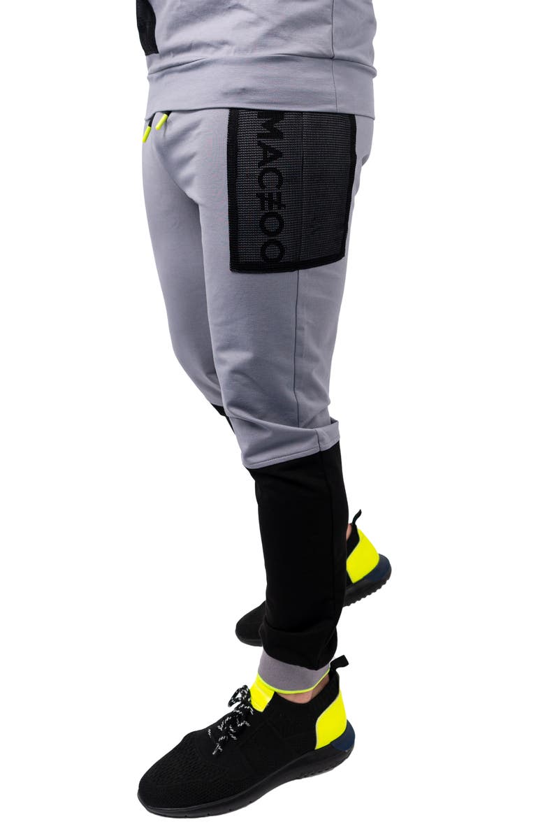 Maceoo Net Grey Colorblock Stretch Cotton Joggers, Alternate, color, Grey
