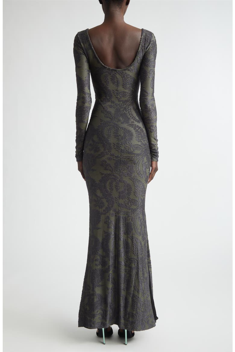 Chenille Jacquard Knit Trumpet Dress, Alternate, color, DEEP GREY