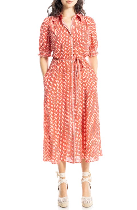 Puff Sleeve Chiffon Midi Shirtdress