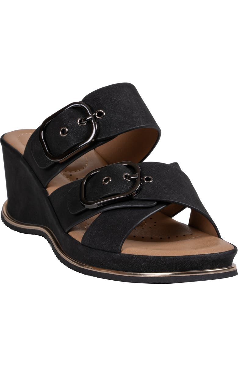 GOOD CHOICE NEW YORK Olana Platform Wedge Slide Sandal, Main, color, Black