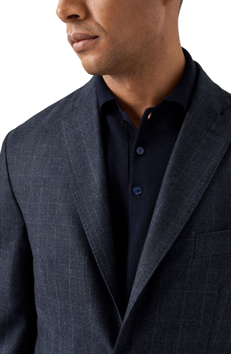 Eton Check Wool Soft Sport Coat, Alternate, color, Navy