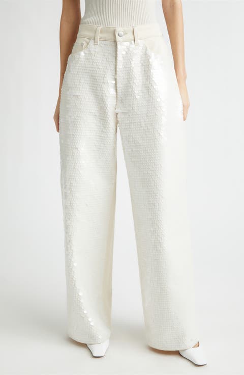 Opalescent Sequin Wide Leg Jeans