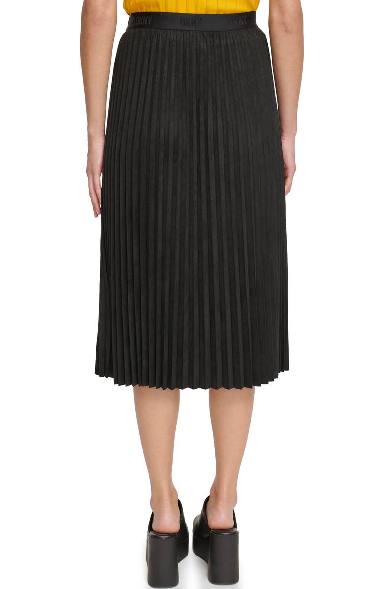 DKNY Faux Suede Pleated Skirt, Alternate, color,