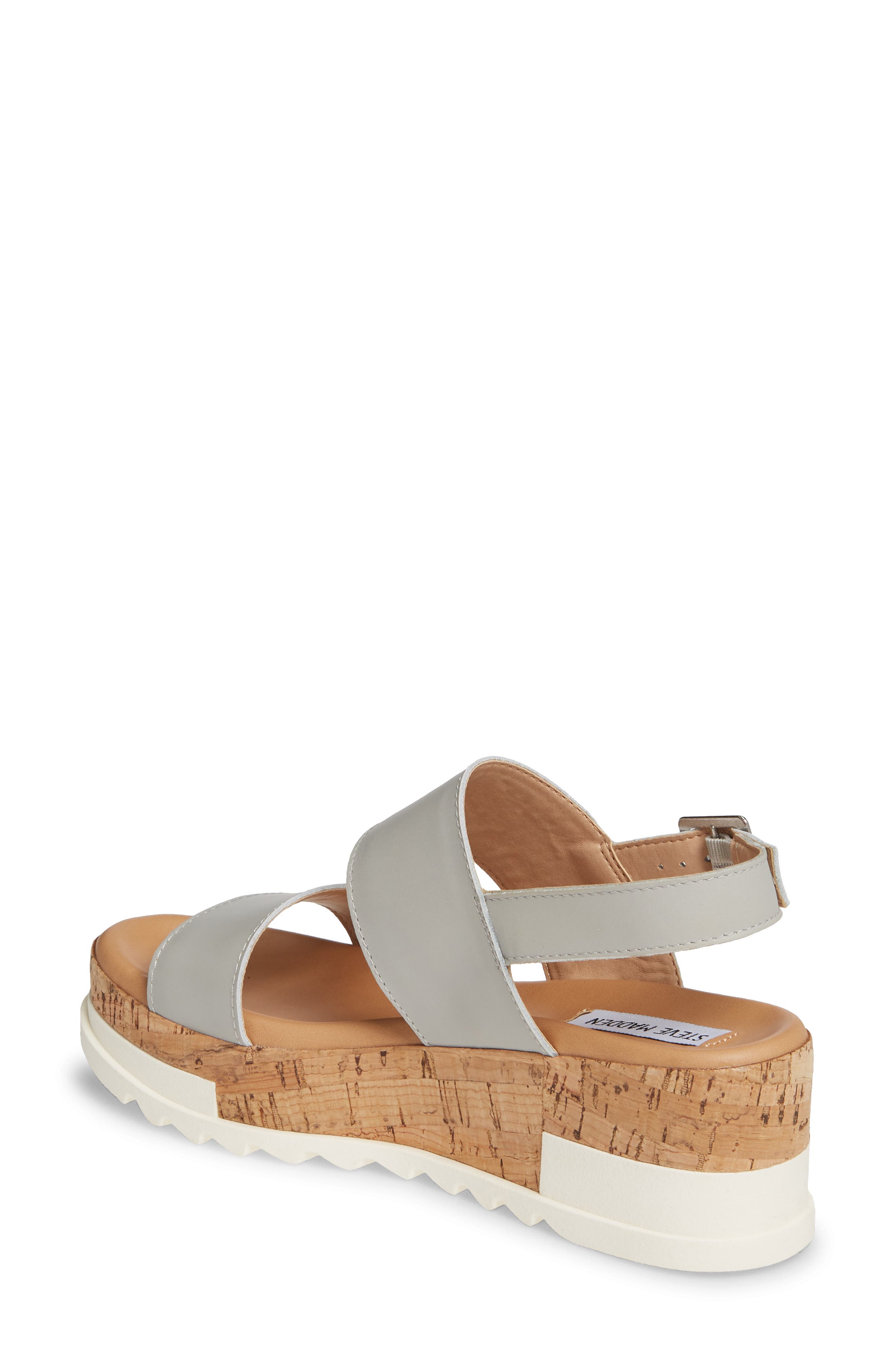 Brenda Wedge Sandal, Alternate, color, GREY LEATHER