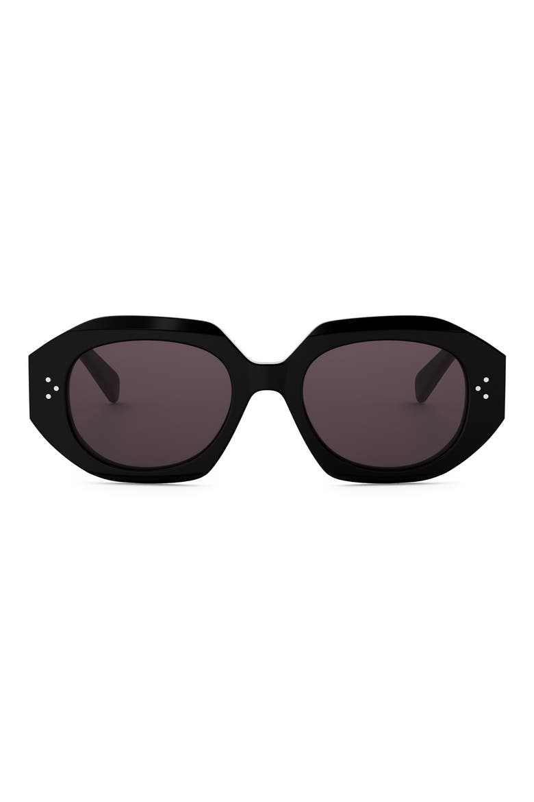 Bold 3 Dots 52mm Geometric Sunglasses, Main, color, SHINY BLACK / VIOLET