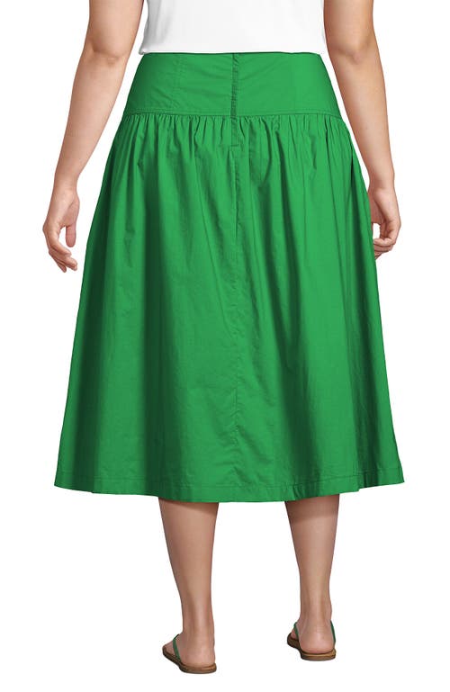 LANDS' END LANDS' END PLUS SIZE POPLIN DROP WAIST MIDI SKIRT 