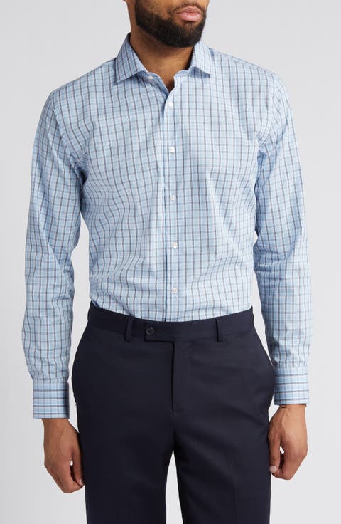 Trim Fit Check Easy Care Dress Shirt (Regular, Big & Tall)