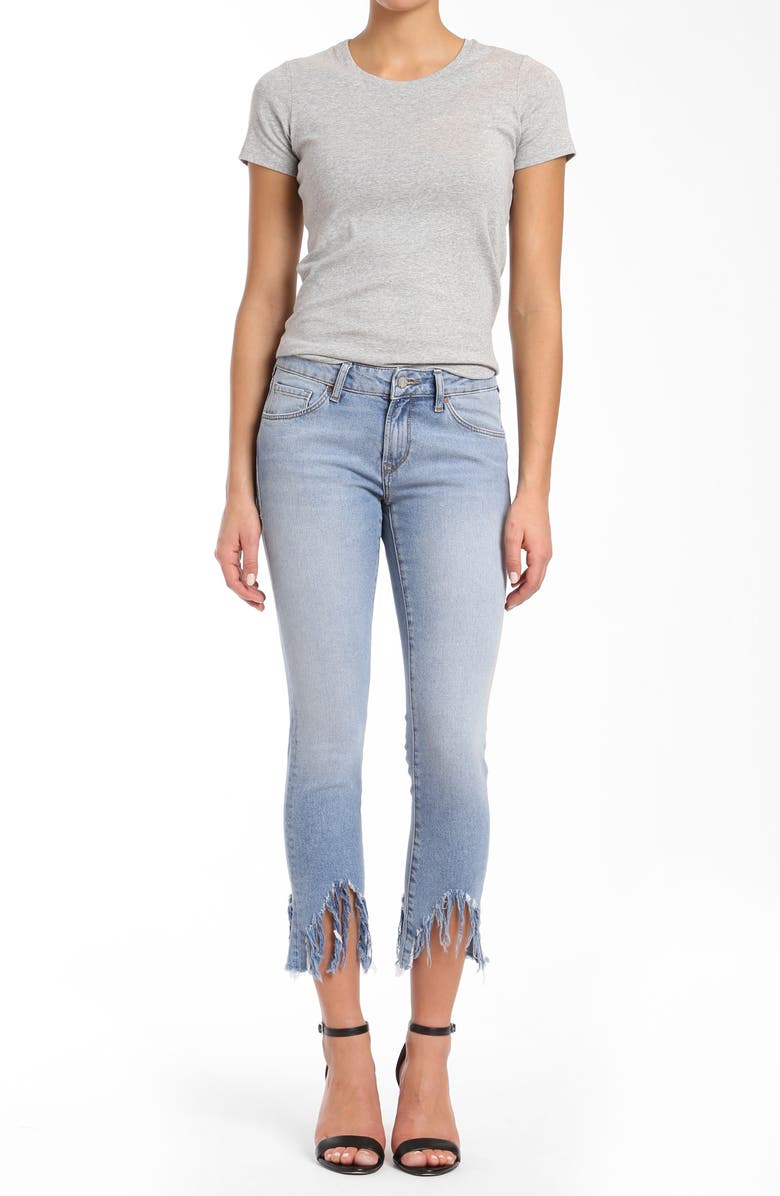 Mavi Jeans Adriana Sharkbite Fringe Super Skinny Jeans, Alternate, color, 