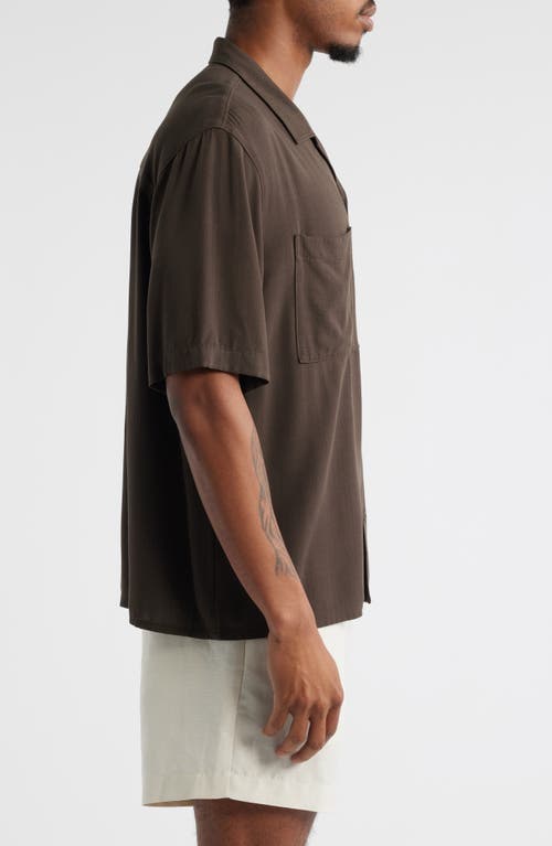 Open Edit Solid Camp Shirt In Brown