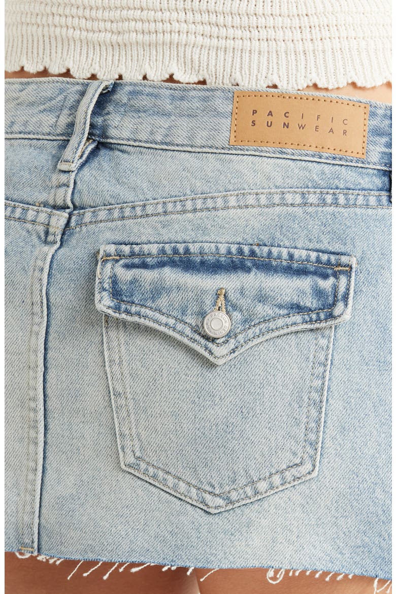 Evalina Raw Hem Denim Miniskirt, Alternate, color, MED WASH