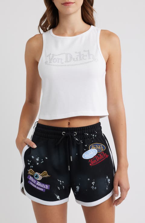 Rhinestone Logo Rib Jersey Tank