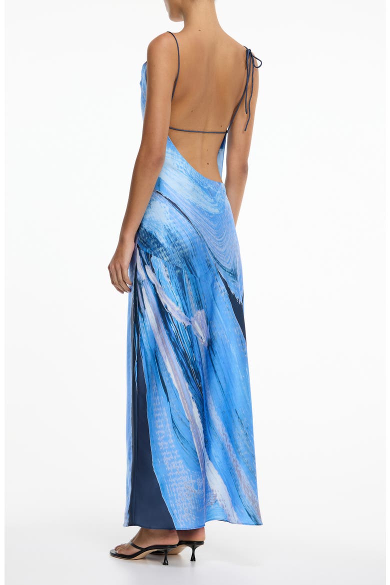 Alis Asymmetric Abstract Print Gown, Alternate, color, PETROL BLOOM