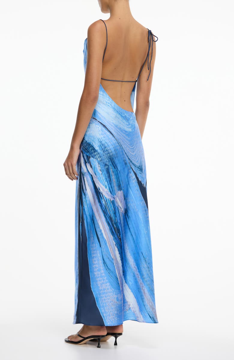 Significant Other Alis Asymmetric Abstract Print Gown, Alternate, color, Petrol Bloom