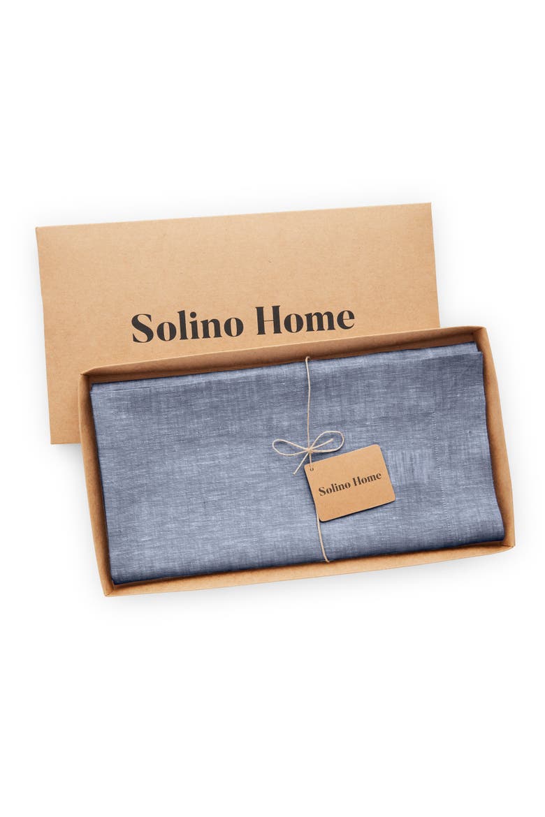 Linen Table Throw 52 x 52 Inch - Athena, Alternate, color, Chambray Indigo
