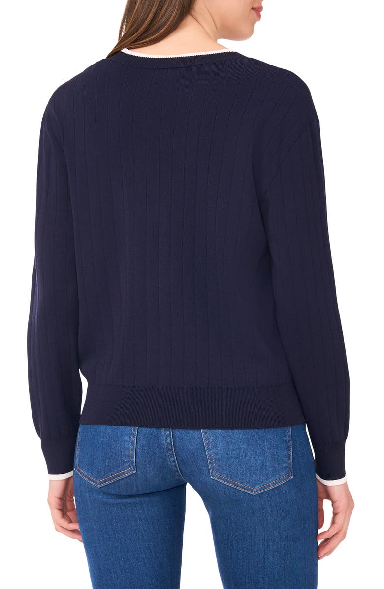 Halogen<sup>®</sup> Tipped V-Neck Cardigan, Alternate, color, Navy Depths