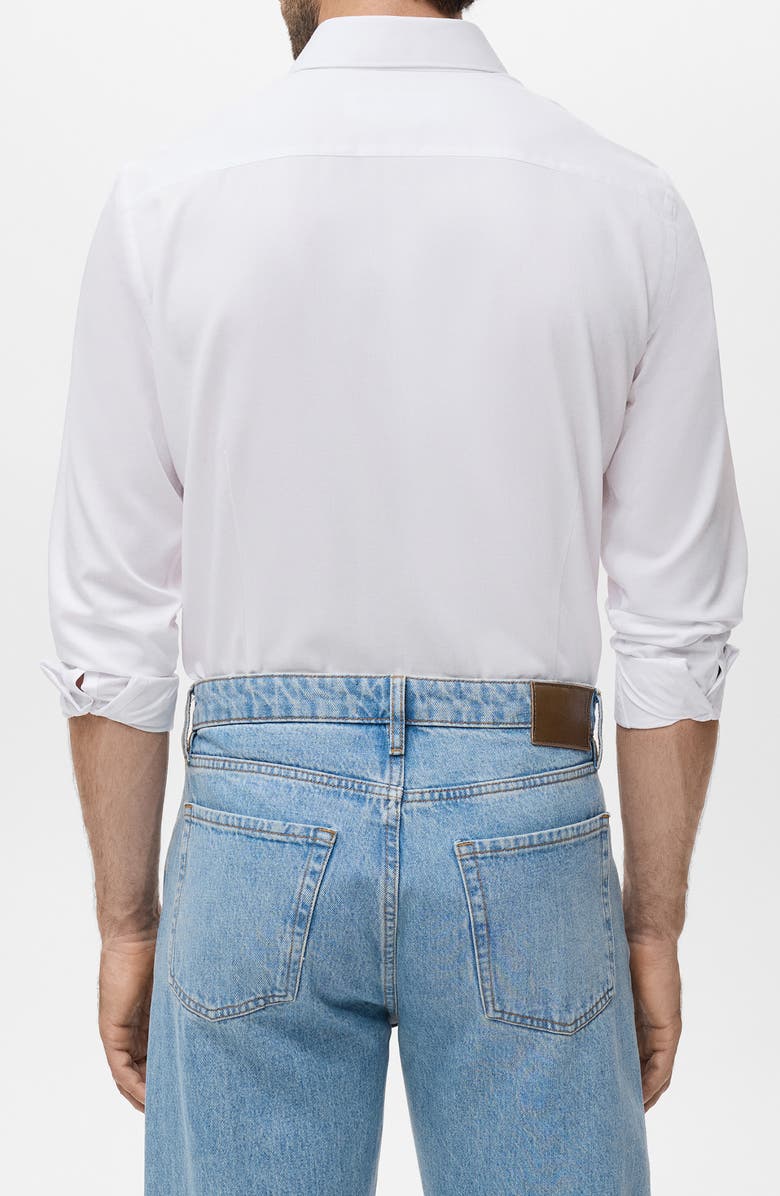 MANGO Slim Fit Cotton Blend Button-Up Shirt, Alternate, color, White
