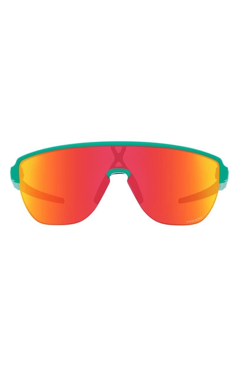 Oakley Corridor 142mm Semi Rimless Prizm<sup>™</sup> Polarized Shield Sunglasses, Main, color, Ruby
