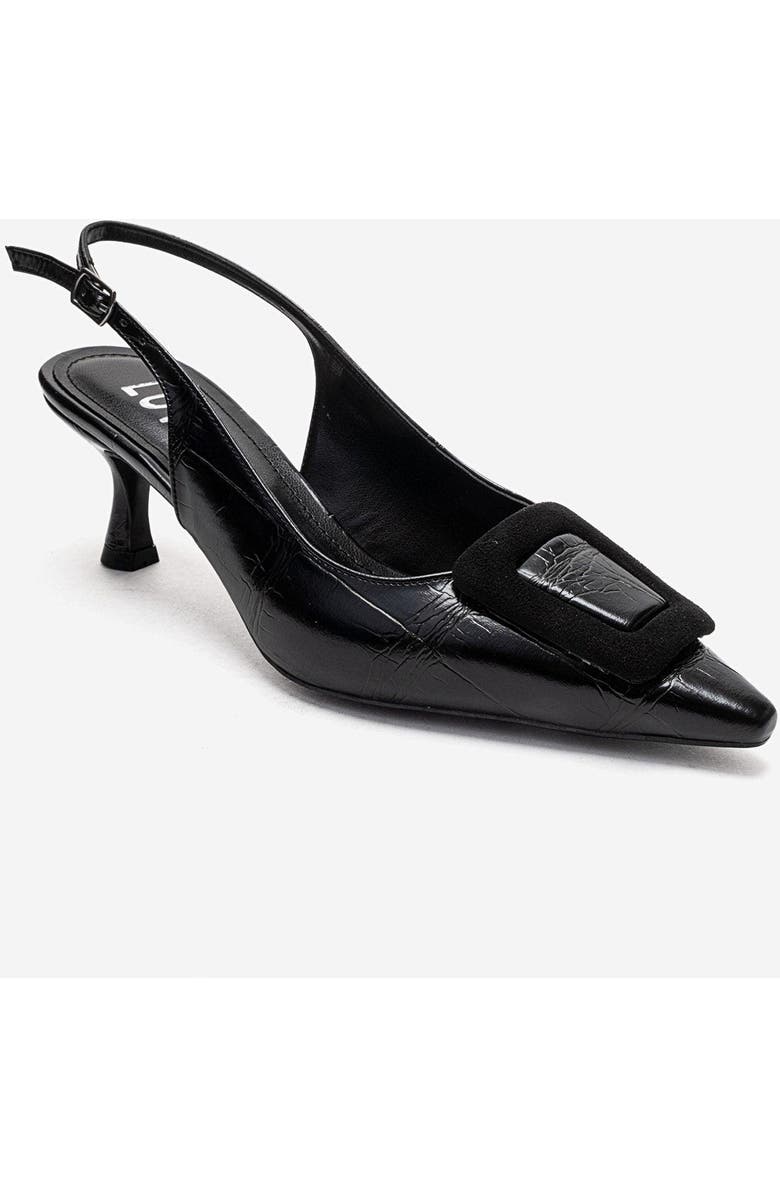 Prologue Shoes Dublin Buckle Stiletto Pump, Alternate, color, Black Print