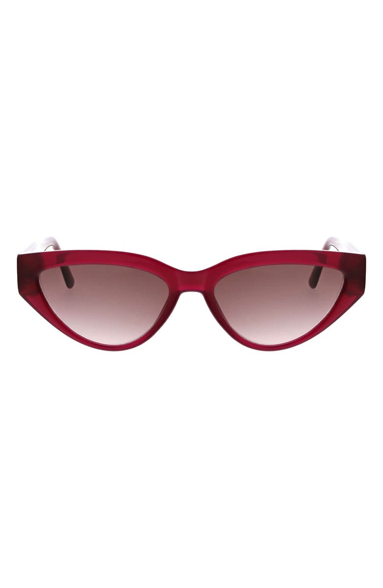 Oscar de la Renta 56mm Slim Modern Cat Eye Sunglasses, Main, color, Berry