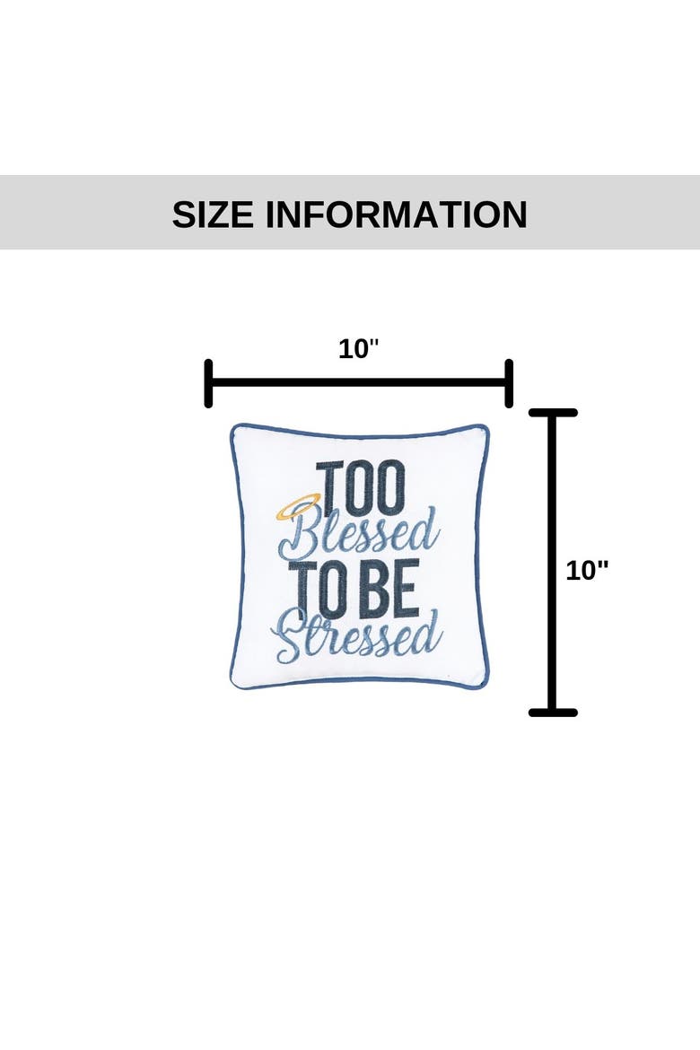 Too Blessed Embroidered Small/Petite Accent Pillow, 10" x 10", Alternate, color, Blue