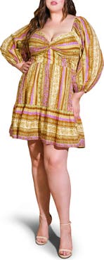 FLYING TOMATO Printed Long Sleeve Minidress
