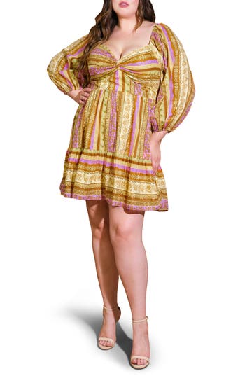 Flying Tomato Printed Long Sleeve Minidress