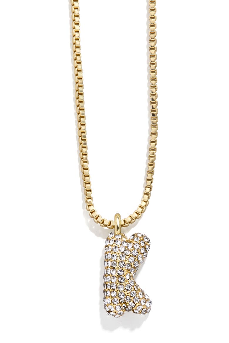 Mini Pavé Bubble Initial Necklace, Main, color, GOLD K