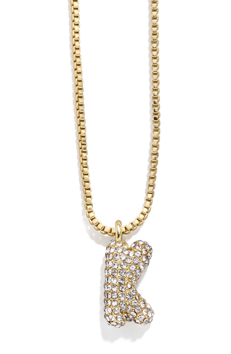 BaubleBar Mini Pavé Bubble Initial Necklace, Main, color, Gold K