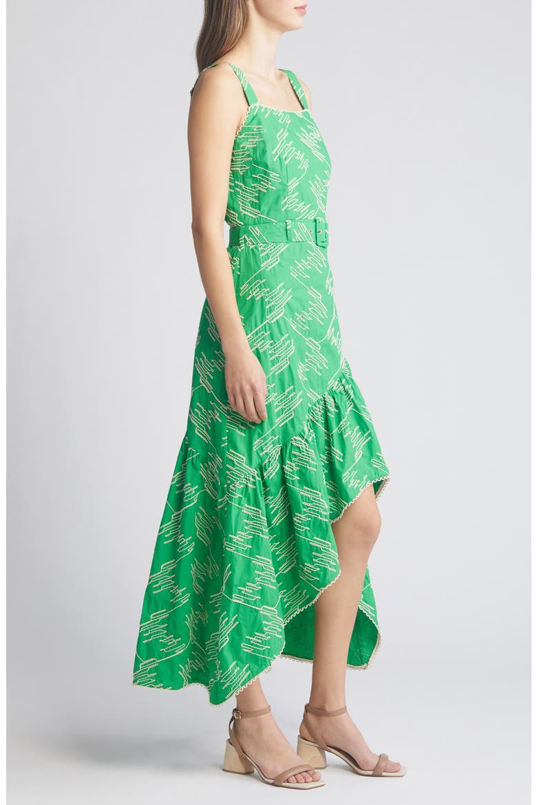 Simala Belted High-Low Dress, Alternate, color, EMERALD GREEN