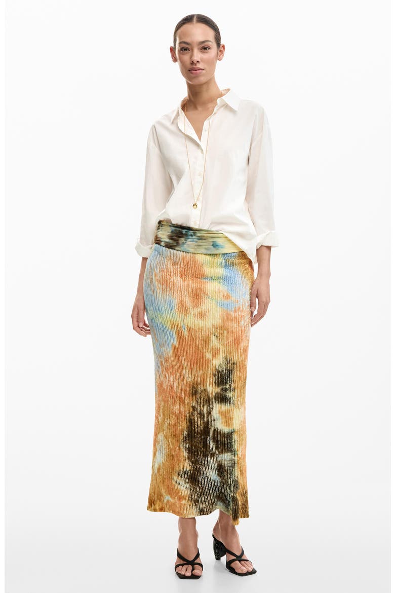 Abstract Print Midi Skirt, Alternate, color, OFF WHITE