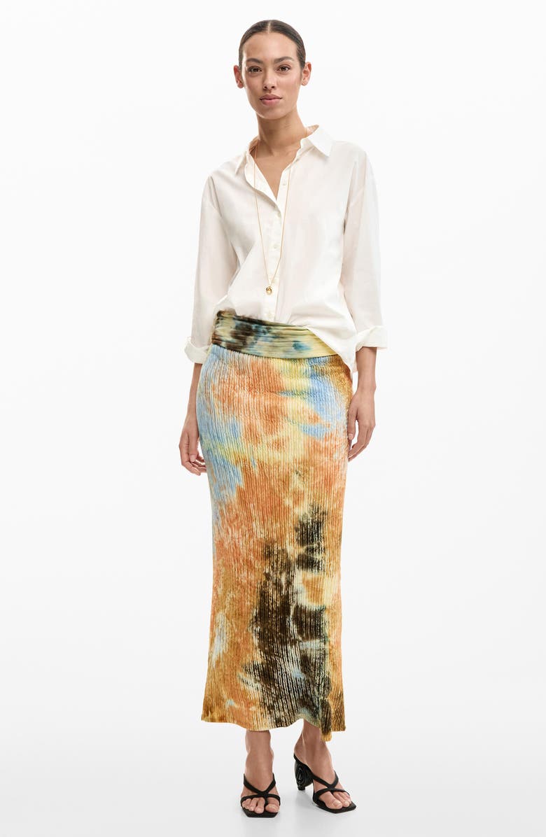 Desigual Abstract Print Midi Skirt, Alternate, color, Off White