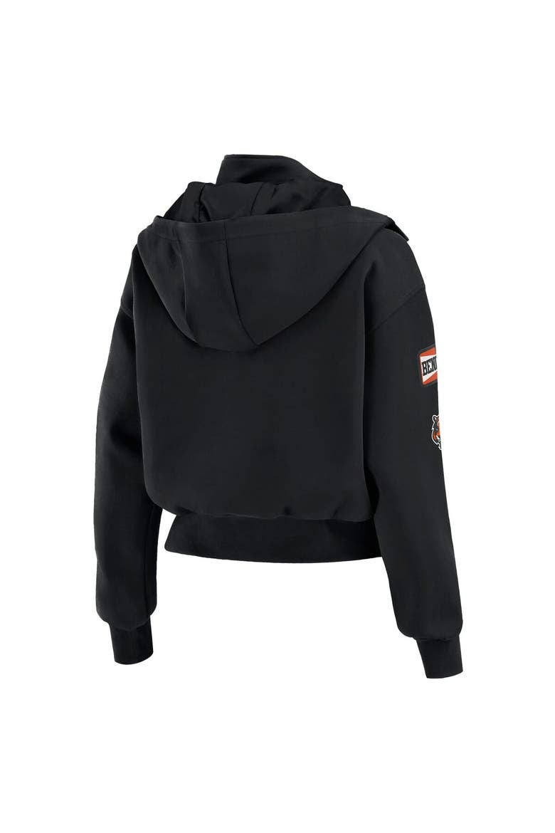 Women's WEAR by Erin Andrews  Black Cincinnati Bengals Patch Pocket Cropped Full-Zip Bomber Jacket, Alternate, color, Black