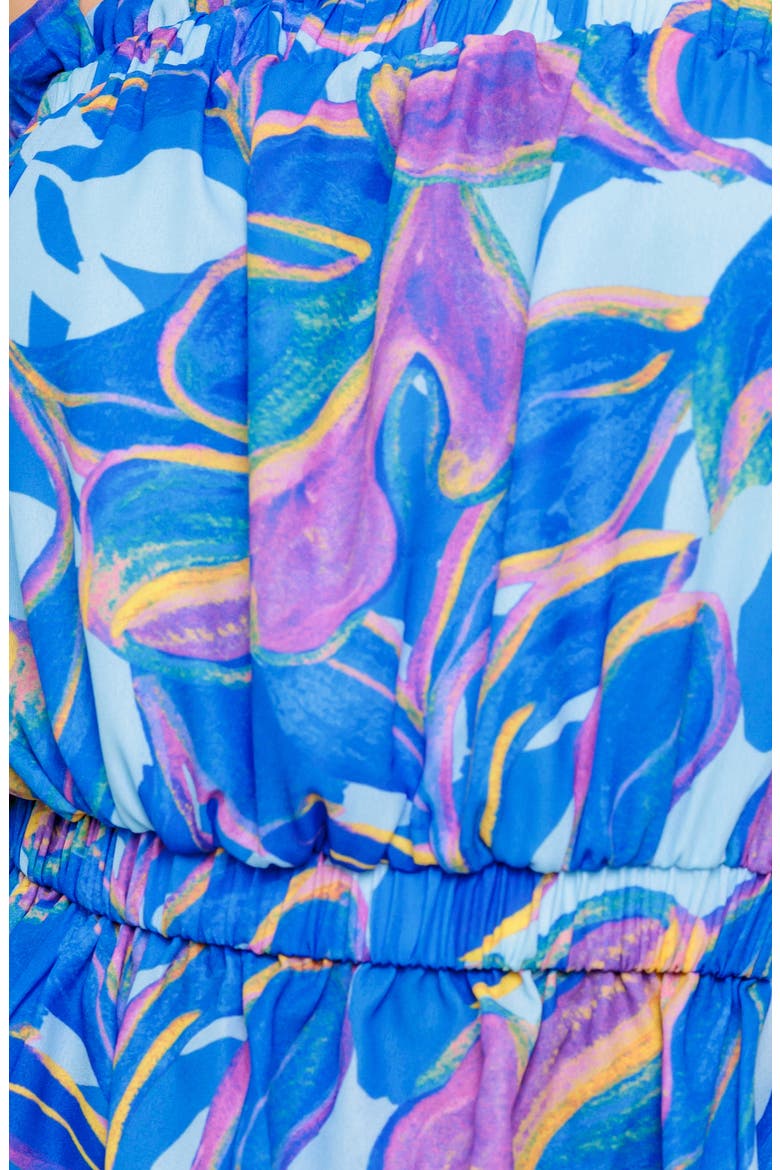 Print Bubble Crop Top & Wide Leg Pants Set, Alternate, color, BLUE